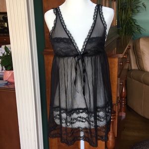Victoria’s Secret Black Sheet and Lace Babydoll